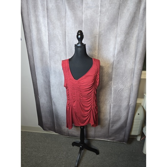 Cable & Gauge Ruched Asymmetrical Sleeveless Top Size XL Boho Lagenlook - Picture 6 of 9